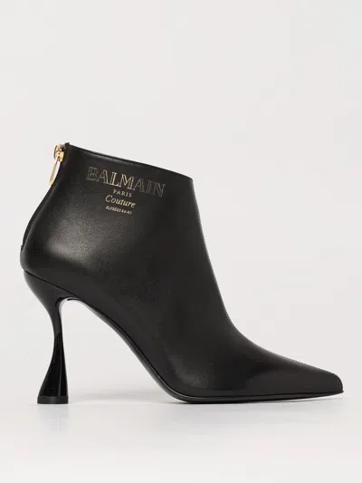 Balmain Eden Calfskin Ankle Boots In Schwarz