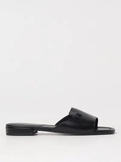 Jimmy Choo Flat Leather Sandals With Square Open Toe In Schwarz