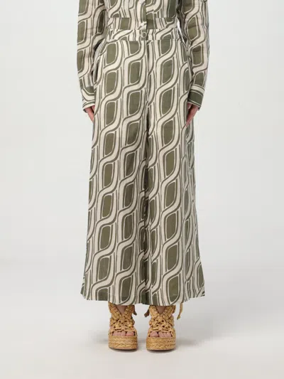 Liu •jo Liu Jo Green Motif Ramie Trousers In Grün