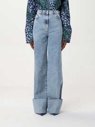 Lanvin Wide Leg Jeans Turn-up Hem In Blau