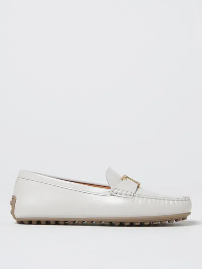 Tod's Urban Leather Loafers With Studs In Weiss