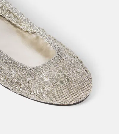 Isabel Marant Crochet Flat Ballerina Shoes Round Toe In Silver