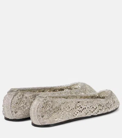 Isabel Marant Crochet Flat Ballerina Shoes Round Toe In Silver