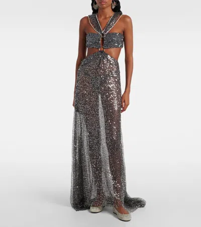 Isabel Marant Crochet Flat Ballerina Shoes Round Toe In Silver