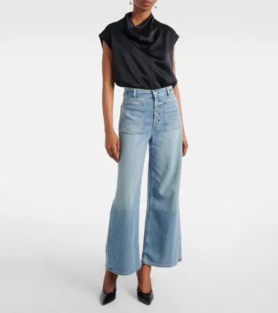 Citizen Of Humanity Citizens Of Humanity Lyra Exposed Button High Waist Crop Wide Leg Jeans In Black