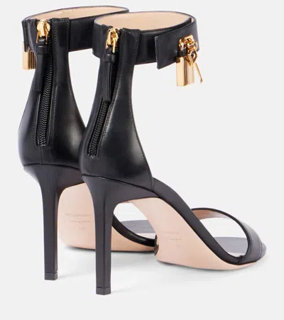 Tom Ford Lock Hardware Leather Open Toe Sandals In Black