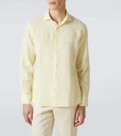 Thom Sweeney Linen Shirt In Yellow