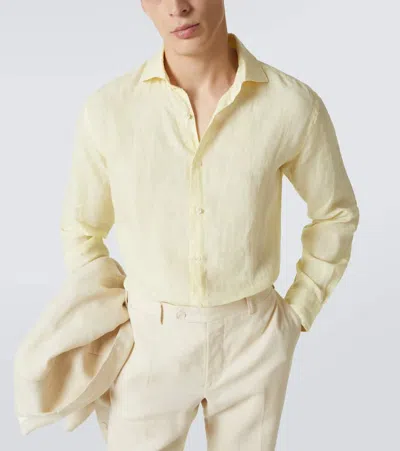 Thom Sweeney Linen Shirt In Yellow