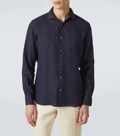 Thom Sweeney Linen Shirt In Blue