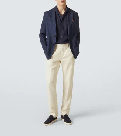 Thom Sweeney Linen Shirt In Blue