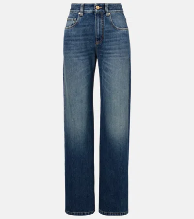 Brunello Cucinelli Authentic Denim Column Jeans With Monili In Blue