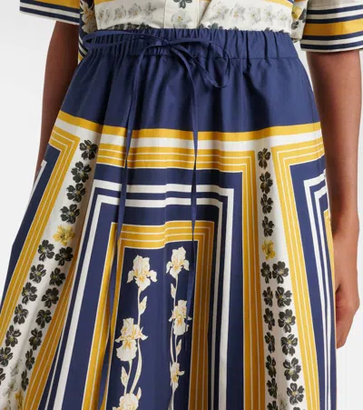 La Doublej Printed Cotton Poplin Midi Skirt In Multicoloured