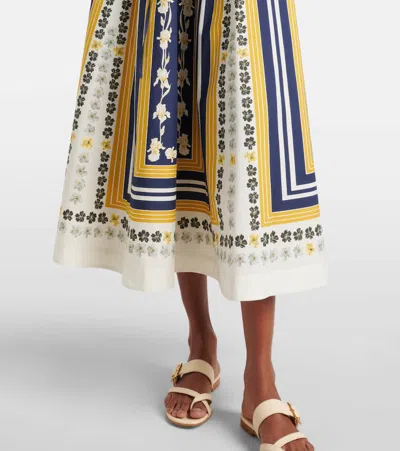 La Doublej Printed Cotton Poplin Midi Skirt In Multicoloured