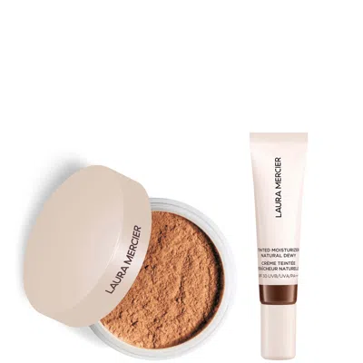 Laura Mercier Mini Translucent Loose Setting Powder Ultra Blur And Travel Size Tinted Moisturiser Dewy Duo (variou In 7n Mahogany