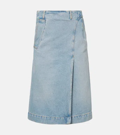 Victoria Beckham Denim Wrap Skirt In Blue