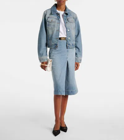 Victoria Beckham Denim Wrap Skirt In Blue
