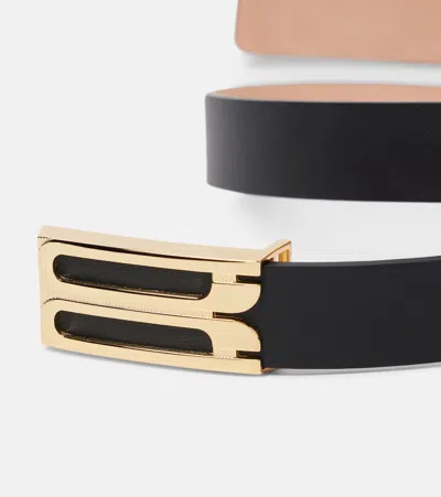 Victoria Beckham Regular Leather Belt Adjustable Length Smooth In Black