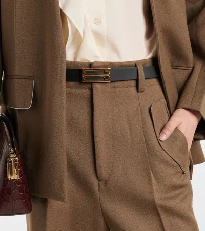 Victoria Beckham Regular Leather Belt Adjustable Length Smooth In Black