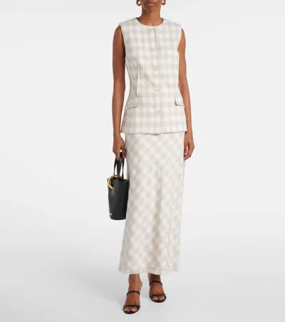 Simkhai Womens Calliope Check Woven Vest Sand Gingham In White