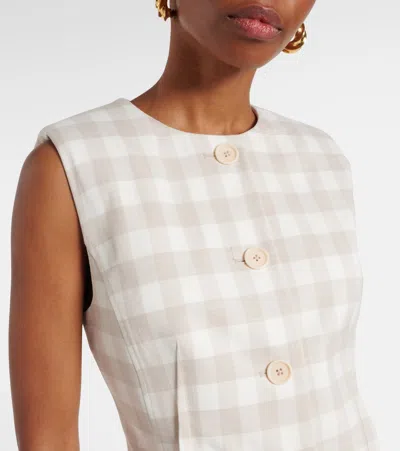 Simkhai Womens Calliope Check Woven Vest Sand Gingham In White
