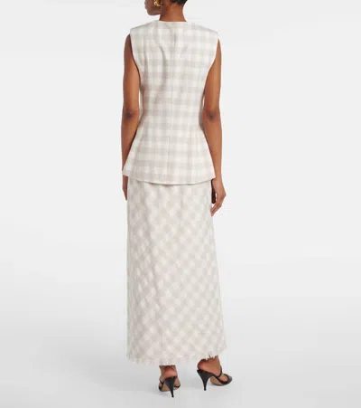 Simkhai Womens Calliope Check Woven Vest Sand Gingham In White