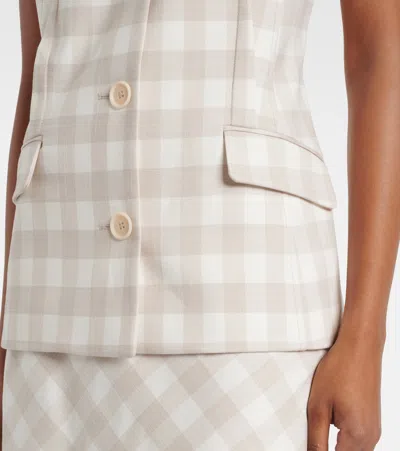 Simkhai Womens Calliope Check Woven Vest Sand Gingham In White