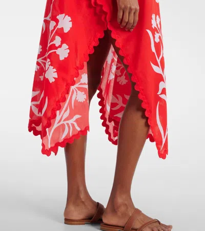 Juliet Dunn Printed Cotton Kaftan In Red