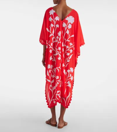 Juliet Dunn Printed Cotton Kaftan In Red