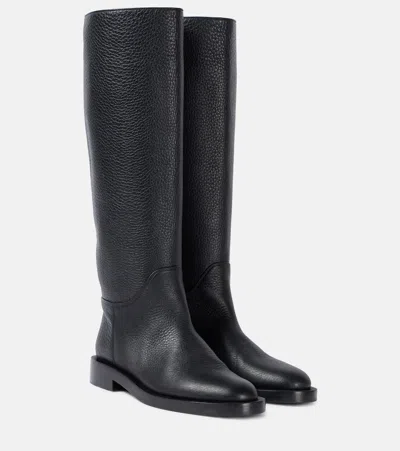 Khaite Flint Leather Knee-high Boots In Black