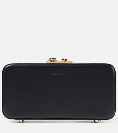 Gianvito Rossi Valì Leather Clutch In Schwarz