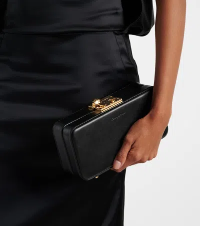 Gianvito Rossi Valì Leather Clutch In Schwarz