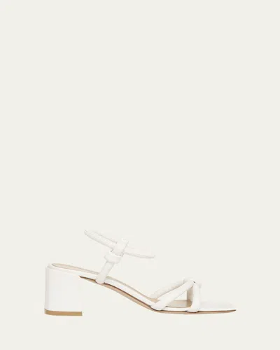 Gianvito Rossi Knotted Leather Block-heel Sandals In White