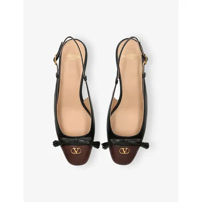 Valentino Valet Du Roi Slingback Ballerina Flats In Black/coffee In Black/comb