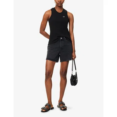 Agolde Denim Shorts With Belt Loops In Bounce (worn Blk Vint)