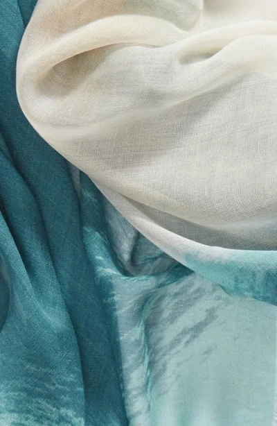 Nordstrom Print Modal & Silk Scarf In Teal Framed Pigment