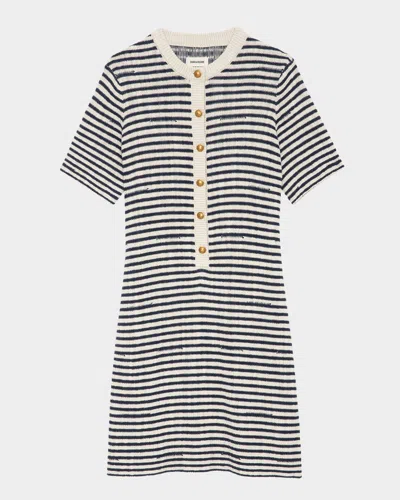 Zadig & Voltaire Womens Encre Tahoe Stripe Cotton-blend Knitted Mini Dress Xs In Encre