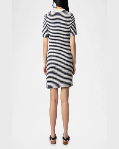 Zadig & Voltaire Womens Encre Tahoe Stripe Cotton-blend Knitted Mini Dress Xs In Encre