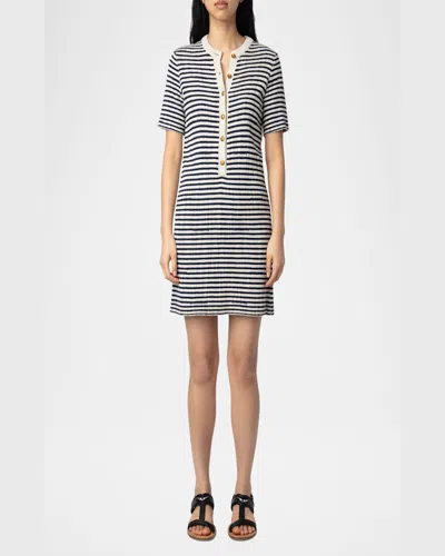 Zadig & Voltaire Womens Encre Tahoe Stripe Cotton-blend Knitted Mini Dress Xs In Encre