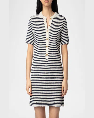 Zadig & Voltaire Womens Encre Tahoe Stripe Cotton-blend Knitted Mini Dress Xs In Encre