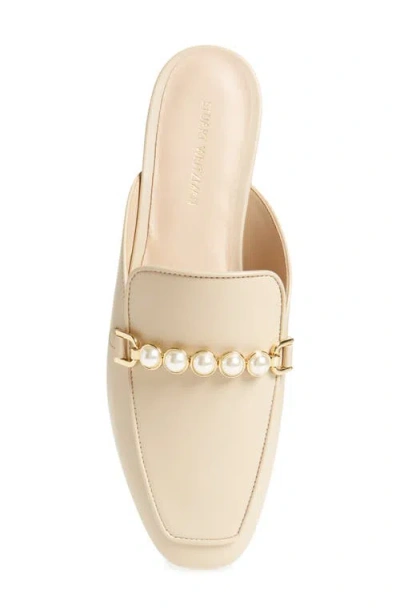 Stuart Weitzman Perla Imitation Pearl Mule In Museline