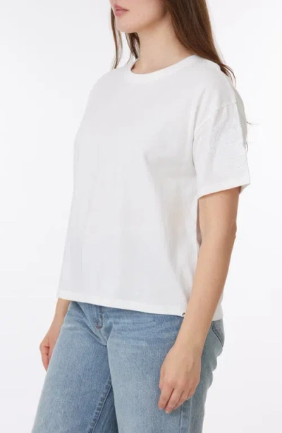 C&c California C & C California Toni Floral Embroidered Sleeve Boxy Cotton T-shirt In Sugar Swizzle