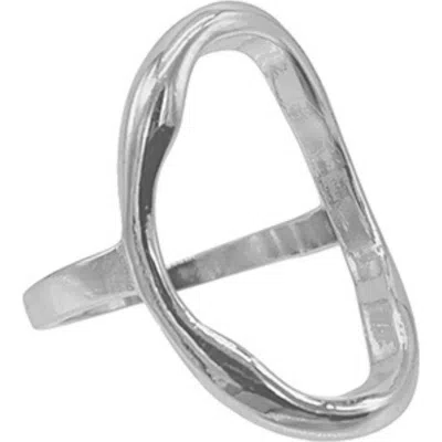 Adornia Silver Open Hammered Oval Ring In Silver