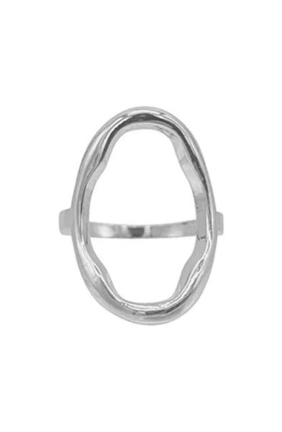 Adornia Silver Open Hammered Oval Ring In Silver