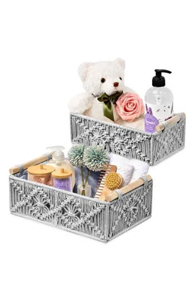 Sorbus 2-pack Macramé Storage Basket In Gray