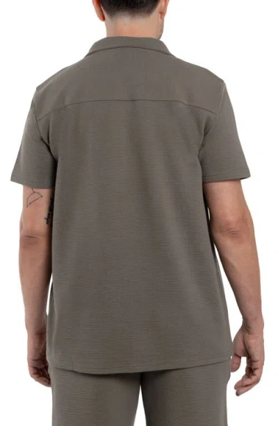 Spring + Mercer Classic Fit Textured Knit Camp Shirt In Dusty Olive