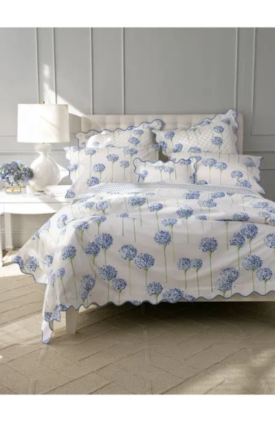 Matouk Floral Cotton Percale Quilt In Azure