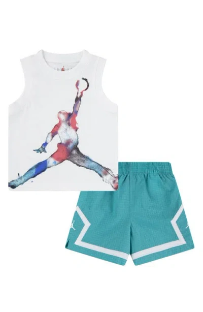 Jordan Kids' Jdb Jumpman Poolside Graphic Tank & Shorts Set In Washed Teal