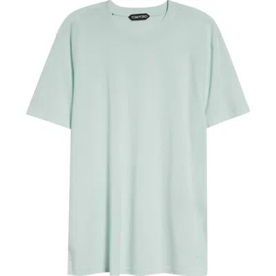 Tom Ford Cotton Blend Crewneck T-shirt In Blue