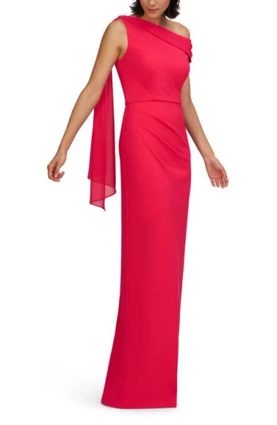 Js Collections Selene Sleeveless Column Gown In Magenta Gloss
