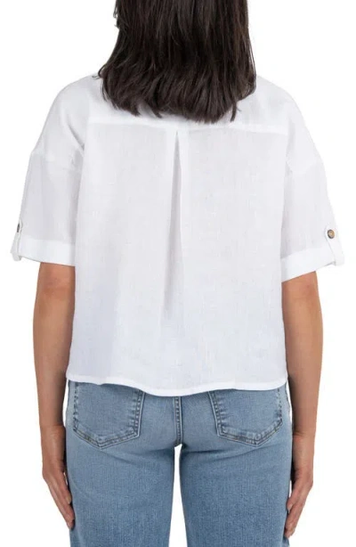 Kut From The Kloth Breland Boxy Linen Blend Button-up Shirt In Optic White